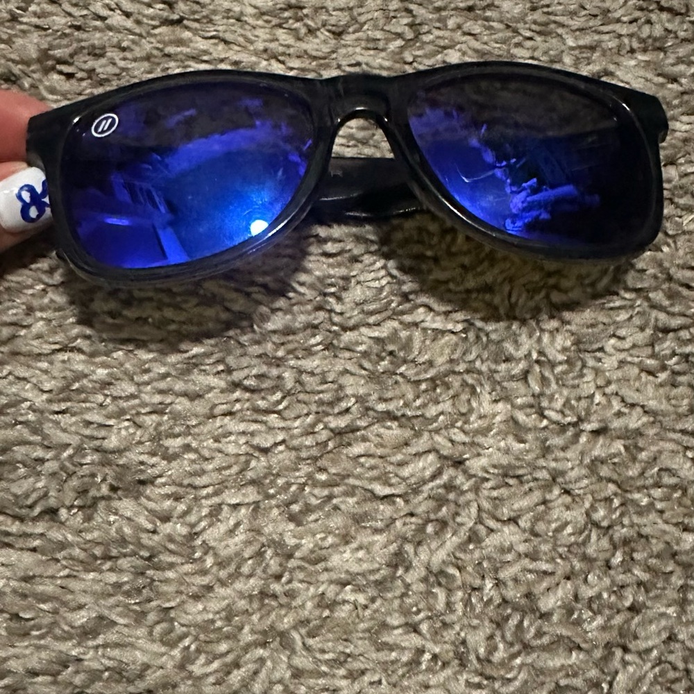 Black Sunglasses with Blue Lenses